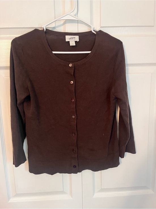 LOFT Sweaters - LOFT Brown Button-Front Crewneck Cardigan